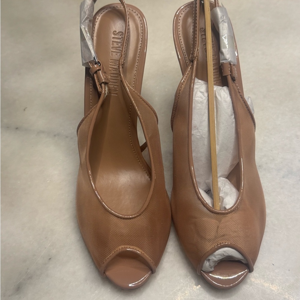 Steve Madden Brown Peep Toe Slingback Heels